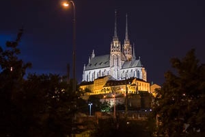 Night picture of Cathedral of St. Peter and Paul, Brno